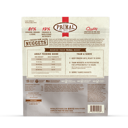 Primal Venison Formula Nuggets Frozen Dog Food