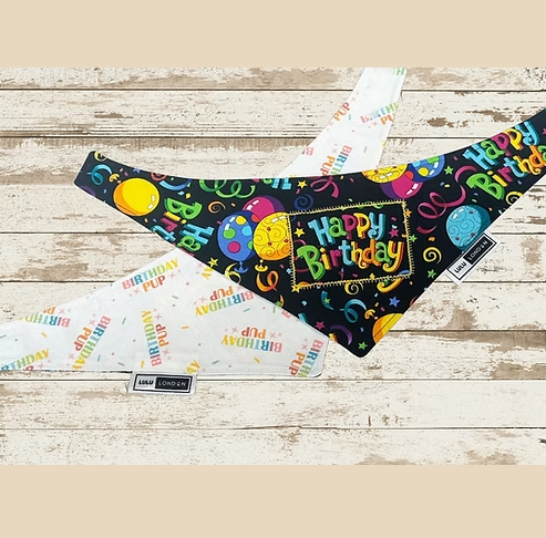 Lulu London Birthday Pup Custom Reversible Dog Bandana