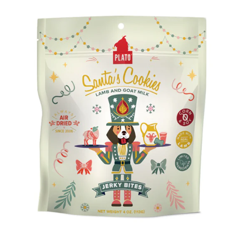 Plato Santa's Cookies Lamb & Goat Milk Jerky Bites Dog Treats