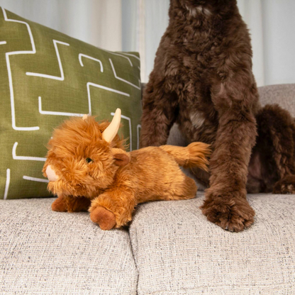 Fluff & Tuff Dog Highland Shaggy Cow Plush Toy