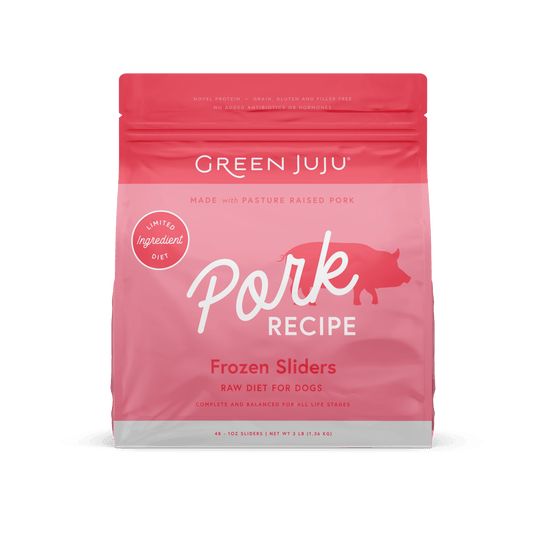 Green Juju Dog Frozen Pork Patties and Sliders