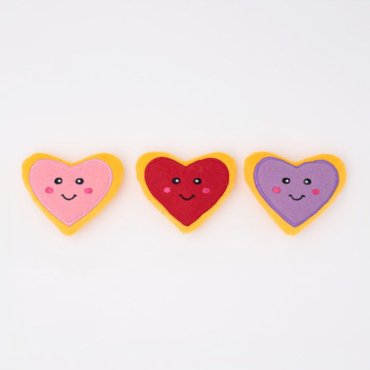 ZippyPaws Valentine’s Miniz 3-Pack Heart Cookies