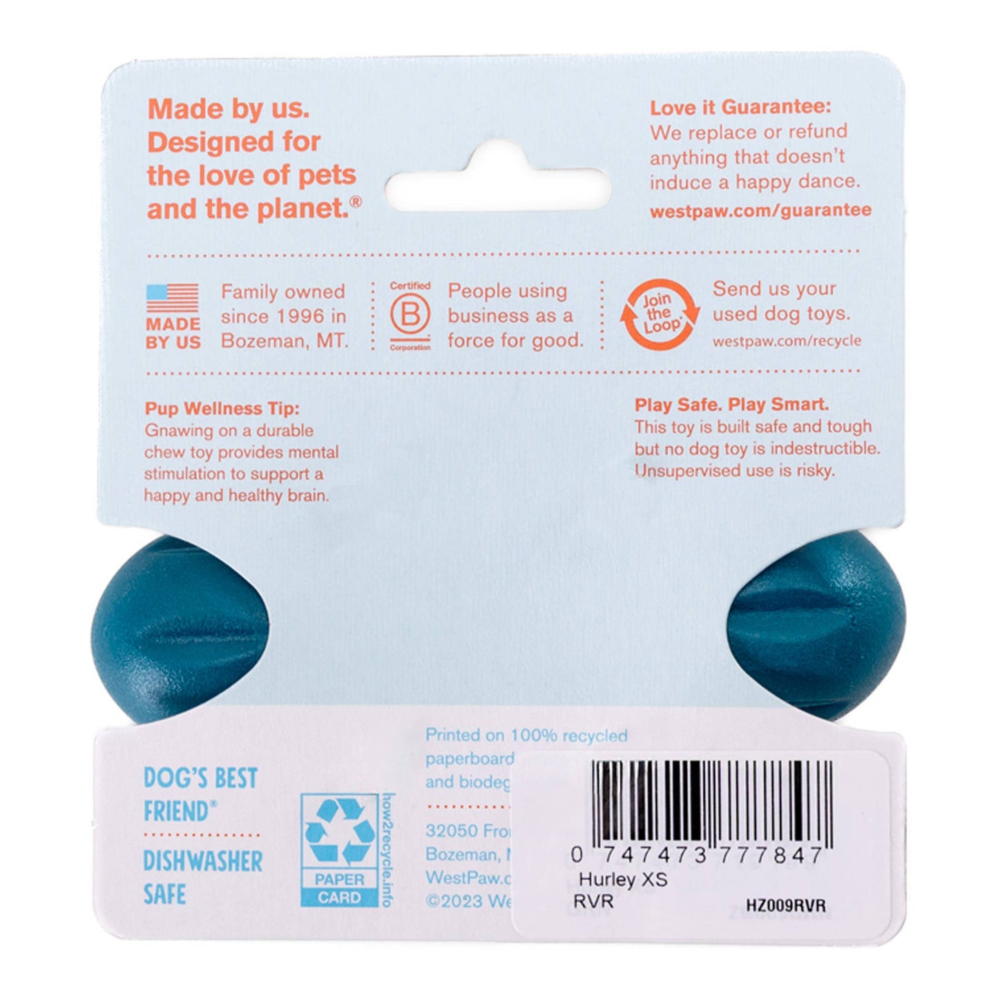 West Paw Holiday Hurley Dog Chew and Fetch Toy