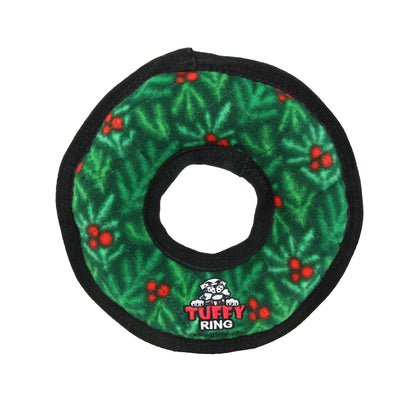 Tuffy Holiday Medium Ring Wreath, Durable Squeaky Dog Toy