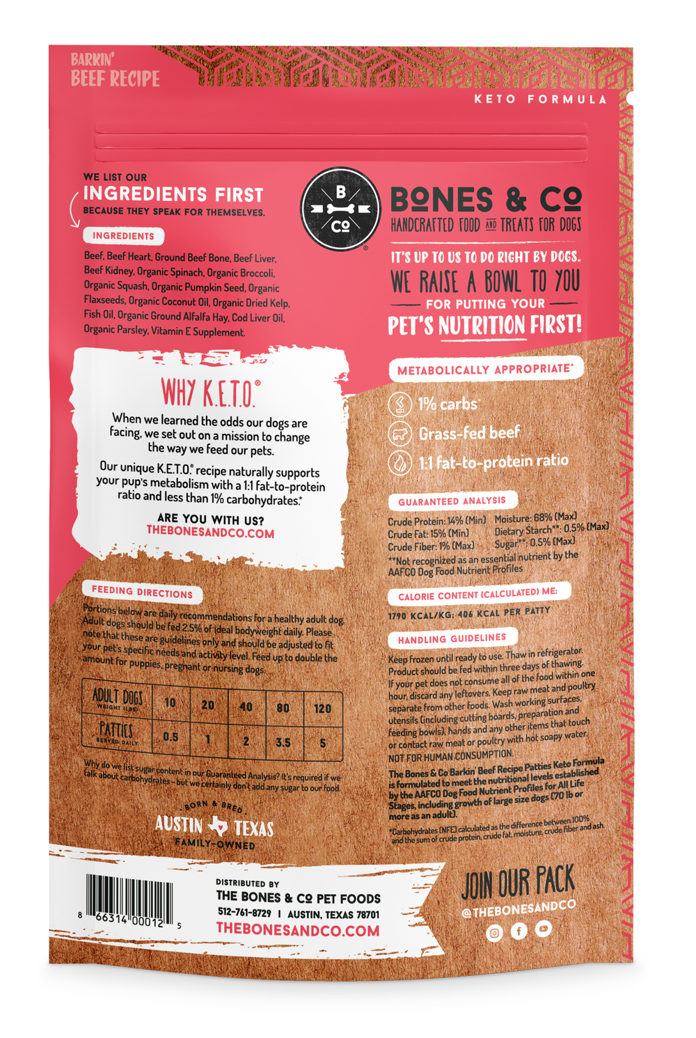 Bones & Co Dog Barkin' Beef Recipe Patties