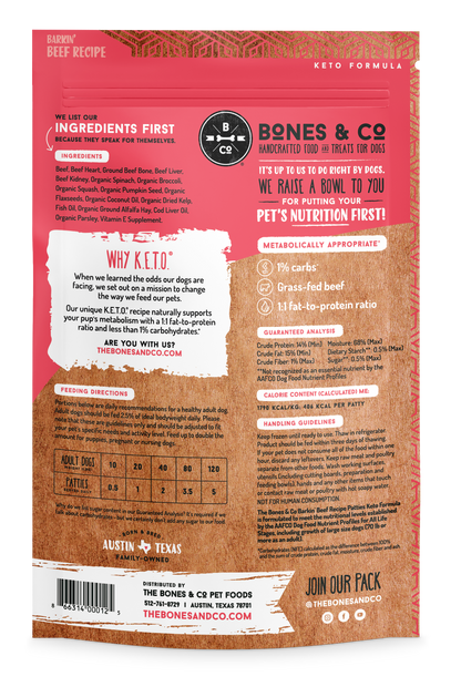 Bones & Co Dog Barkin' Beef Recipe Patties