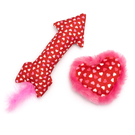 Cupid's Arrow & Heart Cat Toy Set