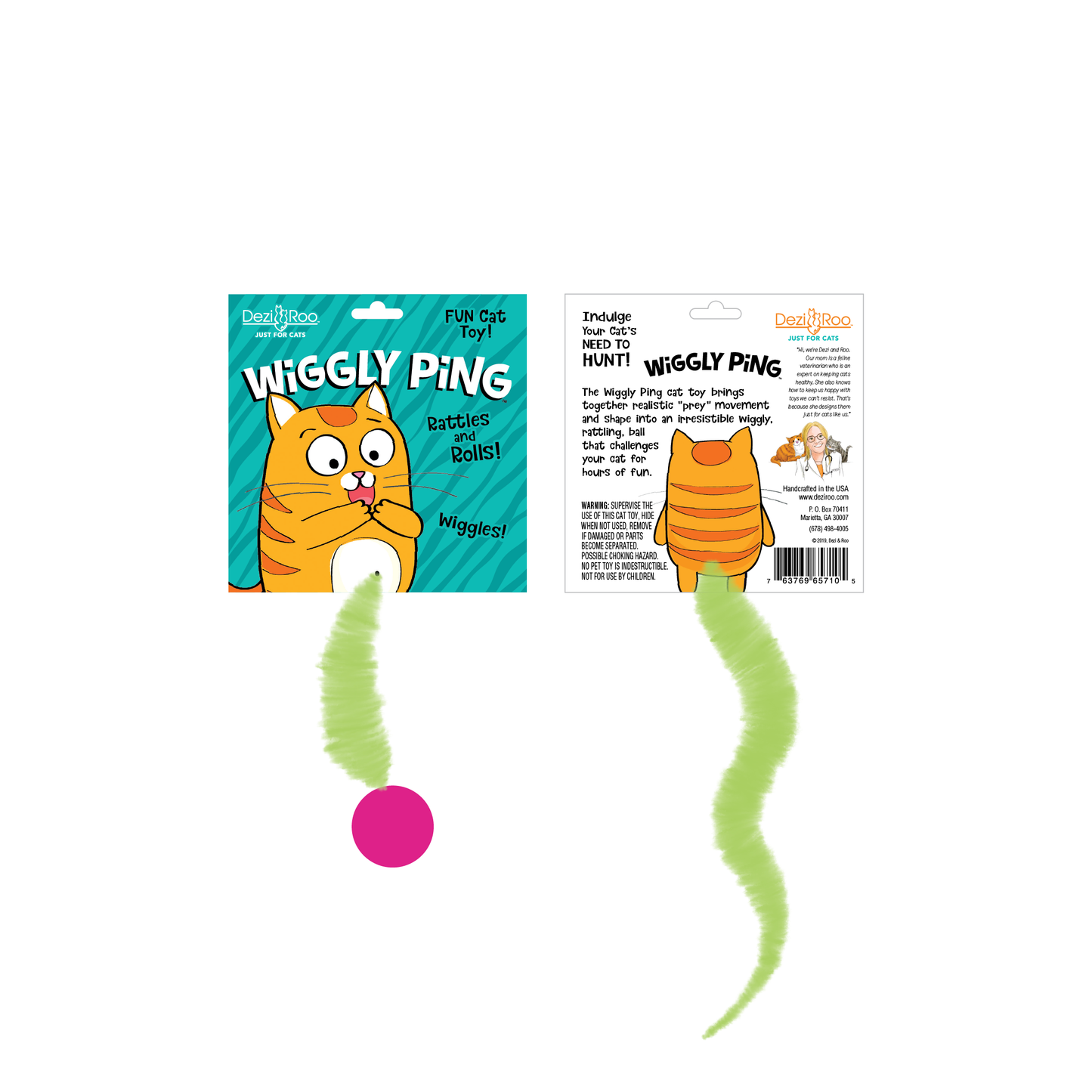 Dezi & Roo Cat Wiggly Ping Ball Toy