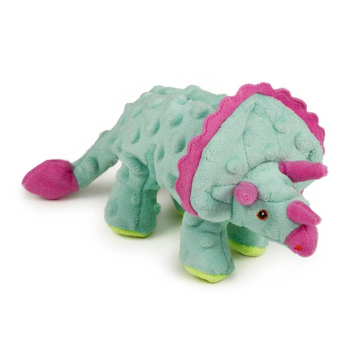 goDog Dinos Frills Triceratops Plush Toy Teal, Small