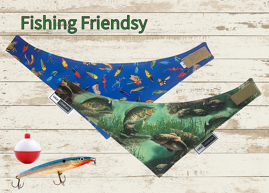 Lulu London Fishing Friendsy Custom Reversible Dog Bandana