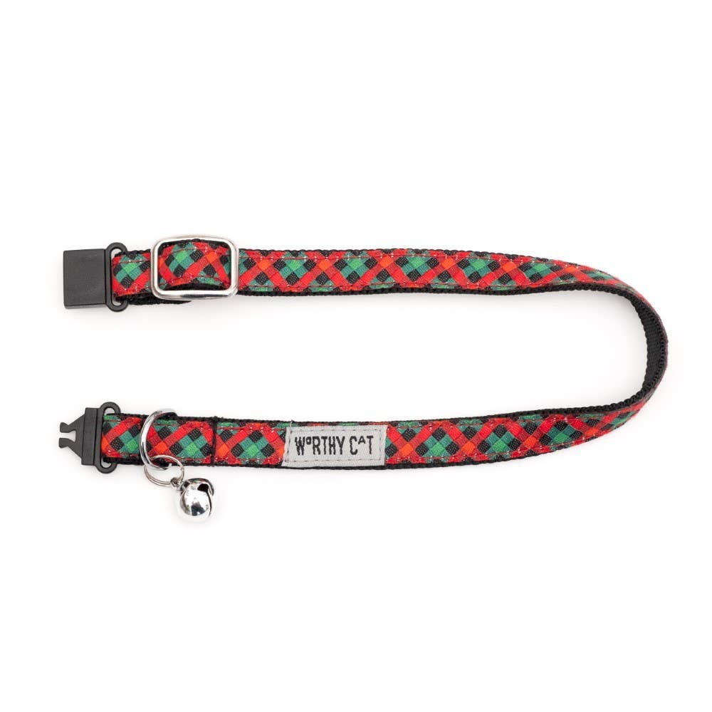 The Worthy Dog - Holiday Check Cat Collar