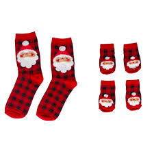 Pearhead Human and Dog Sock Set Buffalo Check Santa