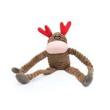 ZippyPaws Holiday Crinkle Reindeer Plush Dog Toy Small