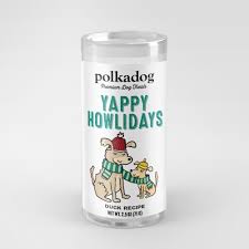Polka Dog Holiday Mini Tube: Yappy Howlidays, Lucky Duck Bits Dog Treat 2oz