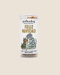 Polkadog Holiday Mini Tube: Feliz Navidad, Sweet Potato and Beef Dog Treat 2.5oz