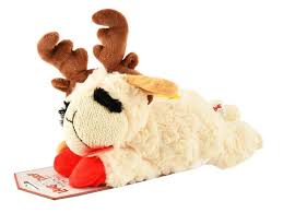Multipet Holiday Lamb Chop w/Antlers Dog Toy 6.5"