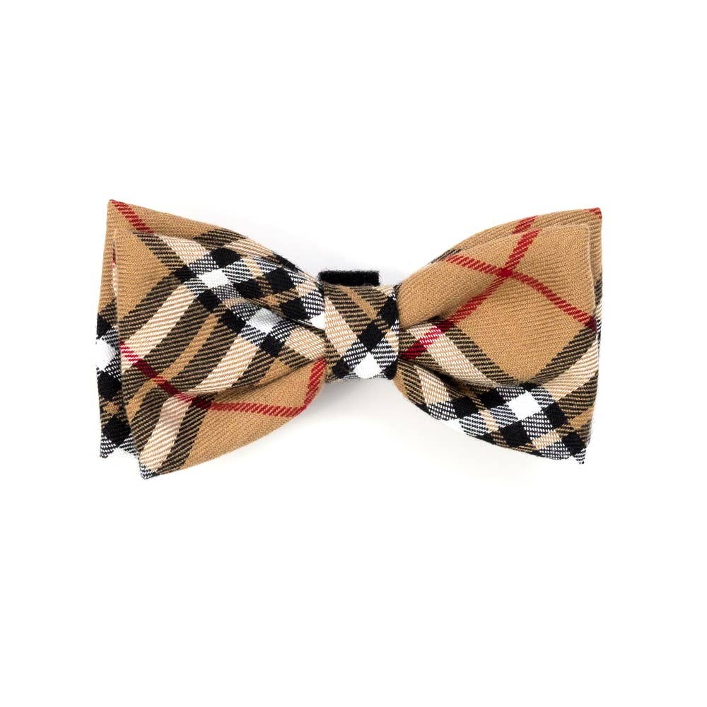 The Worthy Dog - Tan Plaid Bow Tie