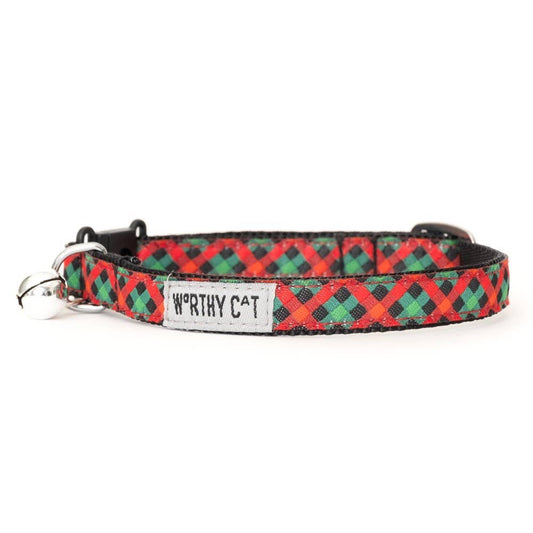 The Worthy Dog - Holiday Check Cat Collar