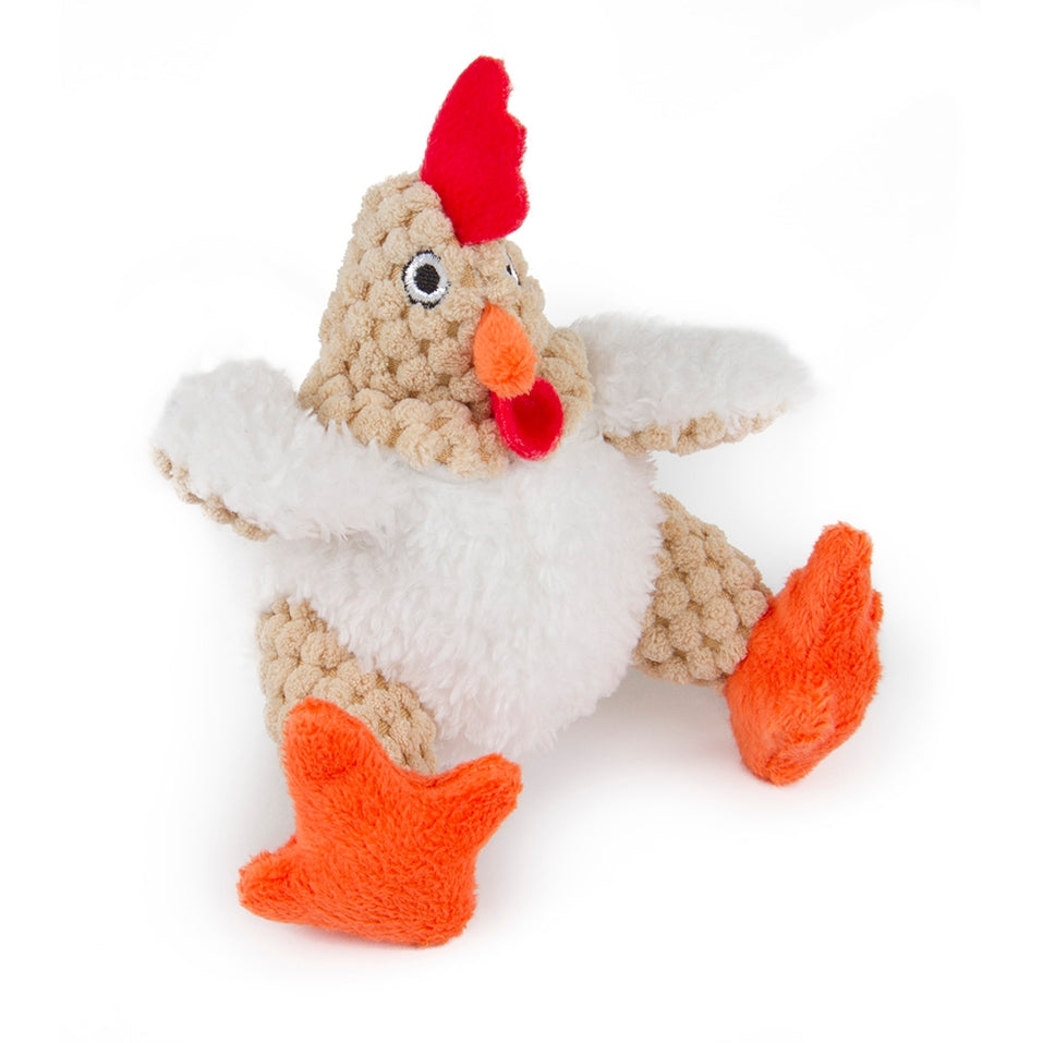 goDog Checkers Just For Me Fat Rooster Plush Dog Toy White, Mini