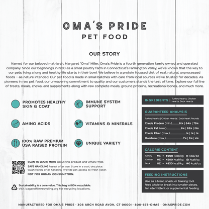 Oma's Pride Freeze Dried Heart Medley Treat for Dogs and Cats