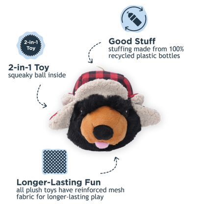 Tall Tails 2-in-1 Hunter Hat Bear Fetch Ball Dog Toy