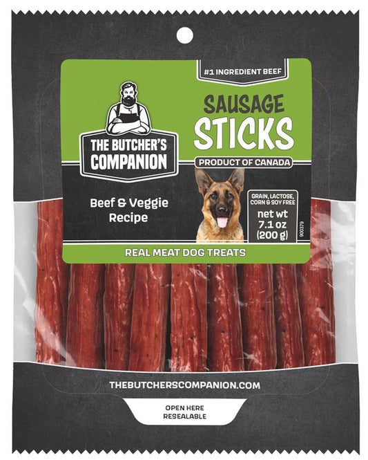 The Butcher's Companion Sausage Sticks Beef & Veggie Recipe Dog Treats