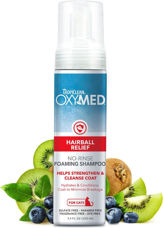 TropiClean OxyMed Hairball Remedy No Rinse Waterless Cat Shampoo, 7.4-fl oz bottle