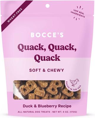Bocce's Bakery Quack Quack Quack Duck & Blueberry Recipe Soft & Chewy Dog Treats, 6-oz bag