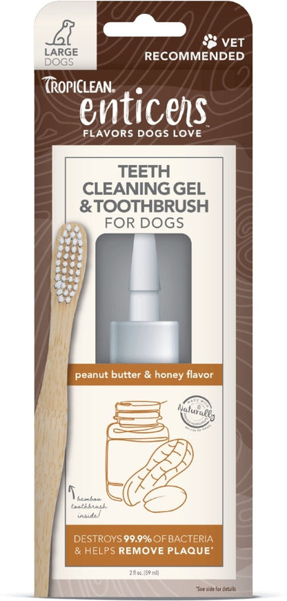 TropiClean Enticers Peanut Butter & Honey Flavored Toothpaste Dog Tooth Brushing Kit