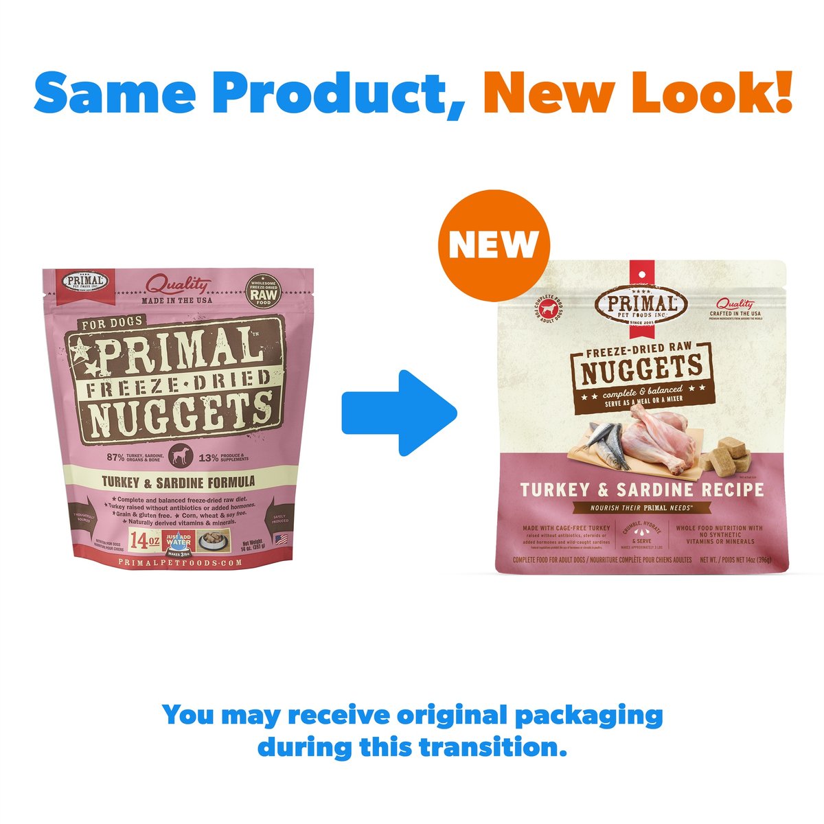 Primal Dog Freeze-Dried Turkey and Sardine Recipe Nuggets
