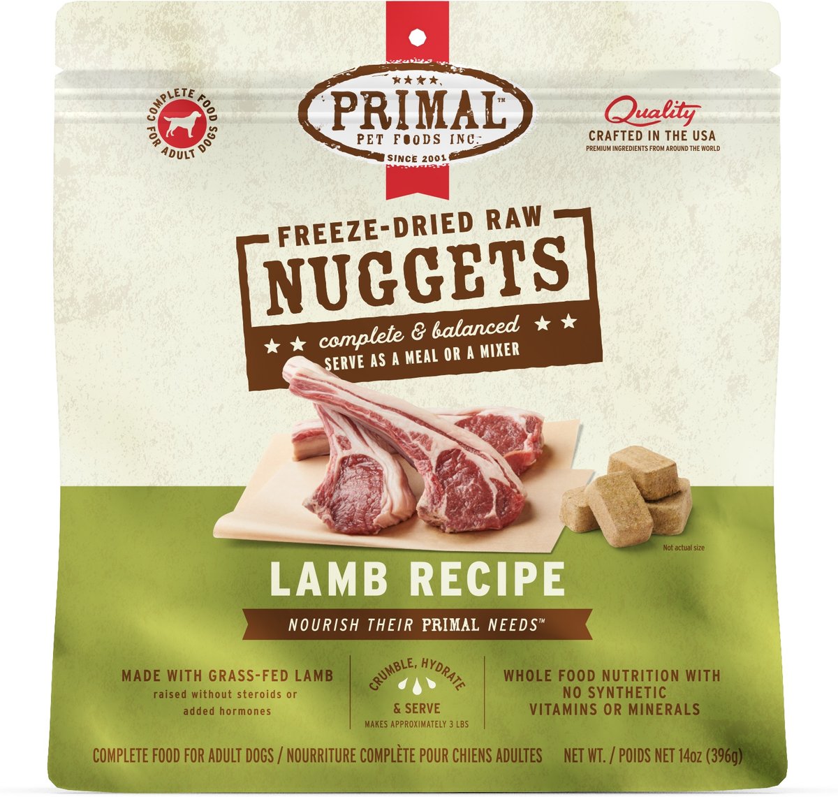 Primal Dog Freeze-Dried Grain Free Lamb Recipe Nuggets