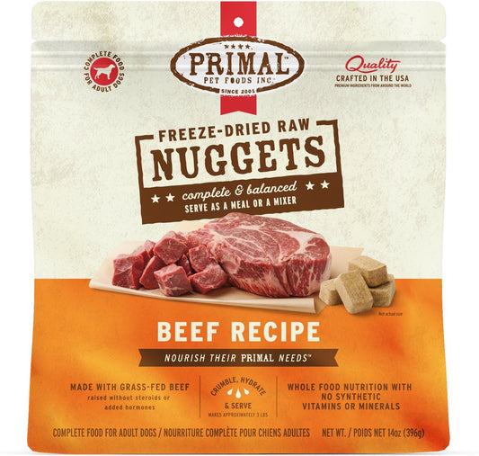 Primal Dog Freeze-Dried Grain Free Beef Recipe Nuggets