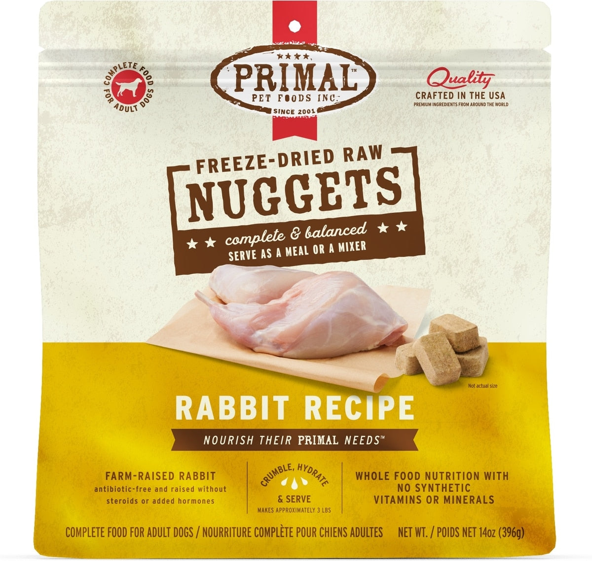 Primal Rabbit Formula Nuggets Raw Freeze-Dried Dog Food