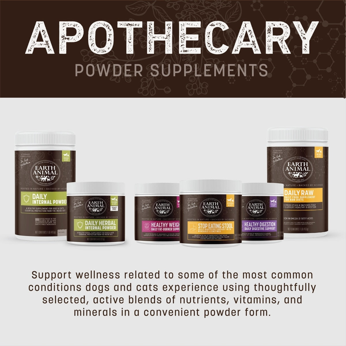 Earth Animal Apothecary Healthy Digestion Digestive Nutritional Probiotic Powder Supplement for Dogs & Cats