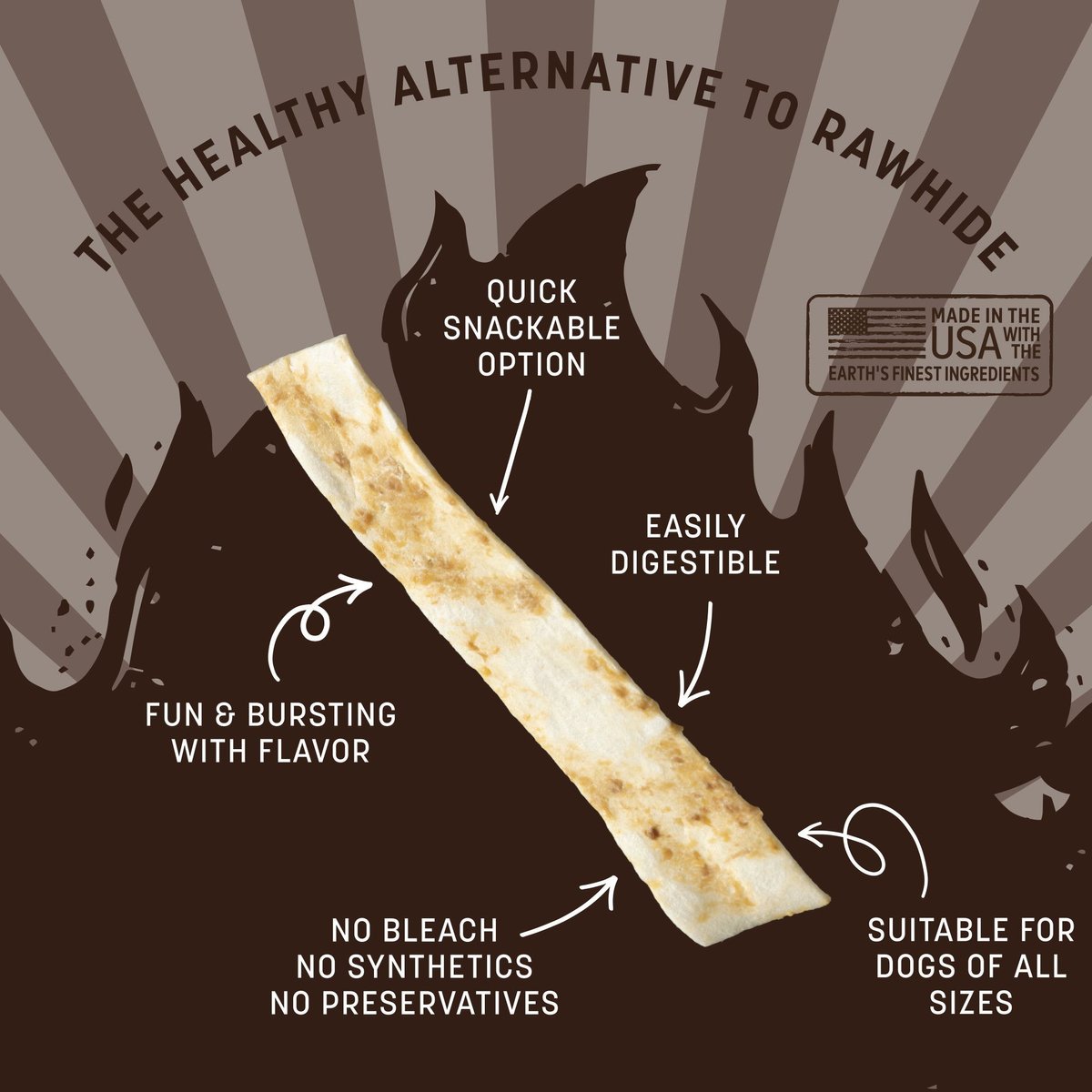 Earth Animal No-Hide Barbeque Dog Chew Strip (4 pack)