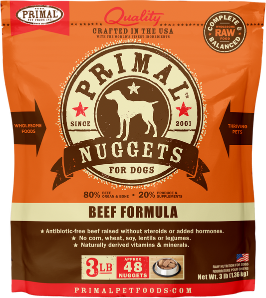Primal Dog Raw Frozen Beef Nuggets