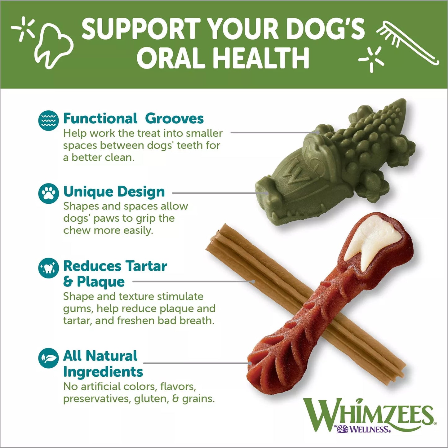 WHIMZEES Dog Variety Pail Natural Grain-Free Dental Dog Treats, Medium